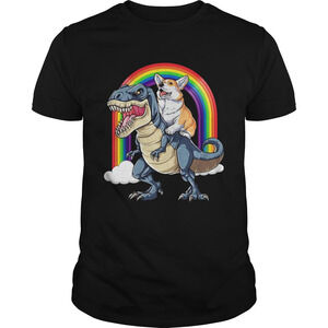 Corgi Riding Dinosaur T Rex Shirt